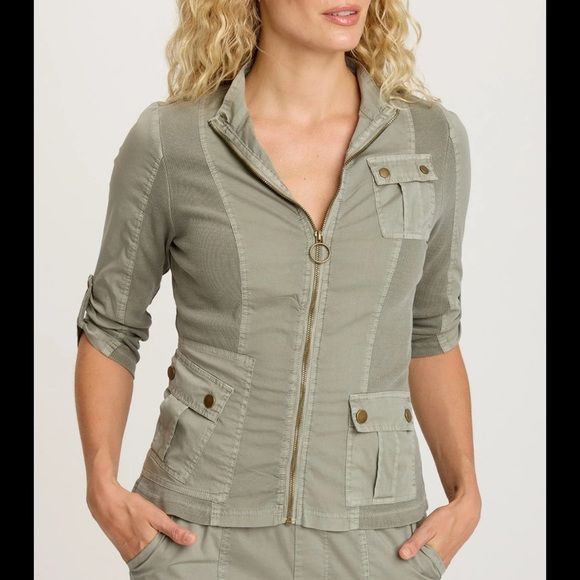 XCVI Olive Green Utility Jacket - Size L - Picture 1 of 5